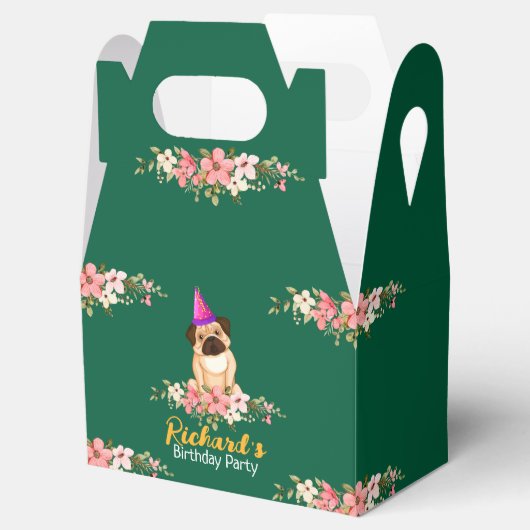 フローラかわいい子犬の子供の誕生日 フェイバーボックス (オープン)