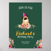 フローラかわいい子犬の子供の誕生日 ポスター (正面)