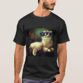 フローラかわいい猫サングラスTシャツ Tシャツ (正面)