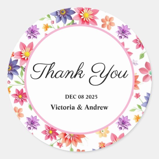 フローラかわいらしありがとうシール ラウンドシール (正面)