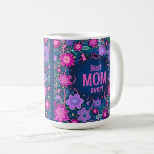 フローラかわいらしおもしろいトレンディーママのインスピリシティ コーヒーマグカップ (正面右)