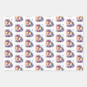 フローラかわいらしお誕生日ケーキ、コーヒーと花 ラッピングペーパーシート (正面2)