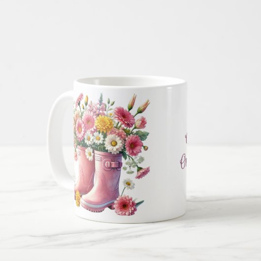 フローラかわいらしが一人ずつ開花ずつ成長 コーヒーマグカップ (正面左)