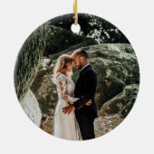 フローラかわいらしと金ゴールドの水彩初めてのクリスマス セラミックオーナメント (裏面)