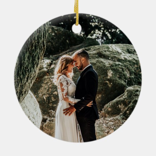 フローラかわいらしと金ゴールドの水彩初めてのクリスマス セラミックオーナメント (裏面)