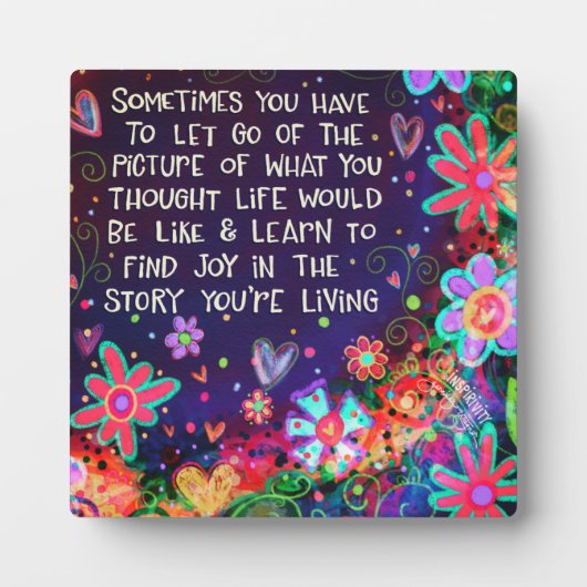 フローラかわいらしの喜びあなたの物語の引用文のインスピレーション フォトプラーク (正面)