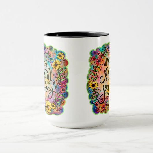 フローラかわいらしは旅に感謝引用文 マグカップ (中央)