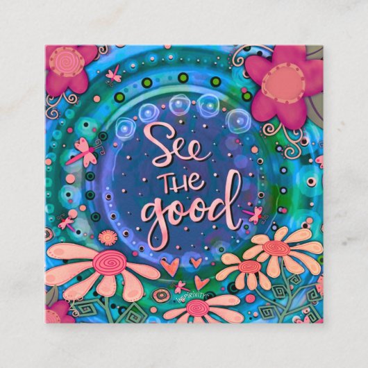 フローラかわいらしは良い引用文の親切なカードを見る スクエア名刺 (正面)