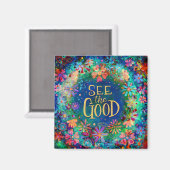 フローラかわいらしは良い感性をカラフル見る マグネット (正面/裏面)