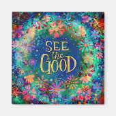 フローラかわいらしは良い感性をカラフル見る マグネット (正面)