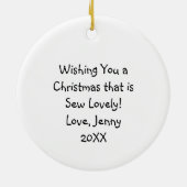 フローラかわいらしアンティーク裁縫機クリスマス セラミックオーナメント (裏面)