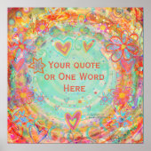 フローラかわいらしオレンジアクア名前をカスタムする引用文 ポスター (正面)