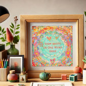 フローラかわいらしオレンジアクア名前をカスタムする引用文 ポスター