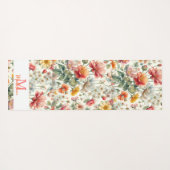 フローラかわいらしオレンジコーラルピンクボホネームモノグラム ヨガマット (裏面(横))