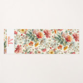 フローラかわいらしオレンジコーラルピンクボホネームモノグラム ヨガマット (正面(横))