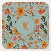 フローラかわいらしカラフルフラワーコースター スクエアペーパーコースター (正面)