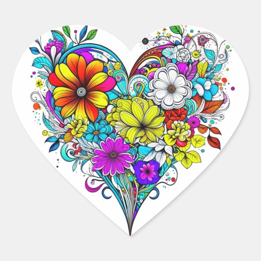 フローラかわいらしカラフル ハートシール (正面)