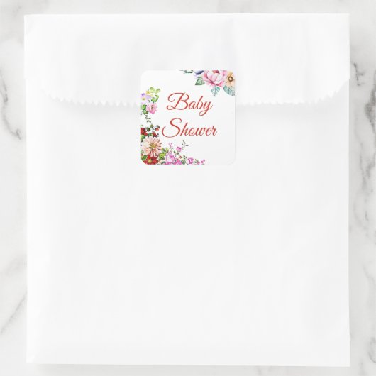 フローラかわいらしガールの赤ちゃんシャワーシール スクエアシール (バッグ)