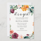 フローラかわいらしガールベビーシャワー招待状 招待状 (正面)