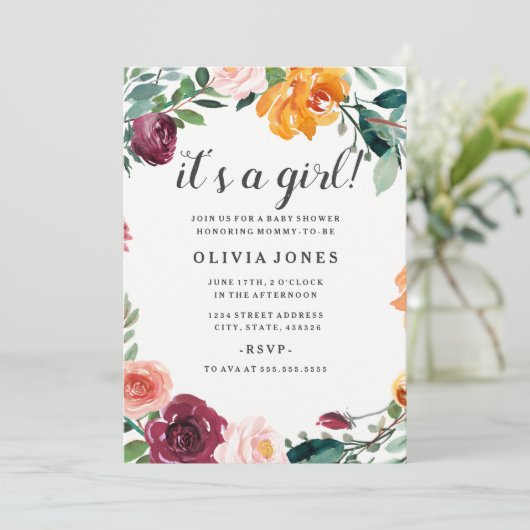 フローラかわいらしガールベビーシャワー招待状 招待状 (スタンド正面)