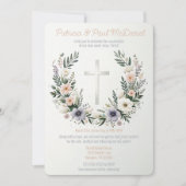 フローラかわいらしキリスト教クロス復活祭パーティー 招待状 (正面)