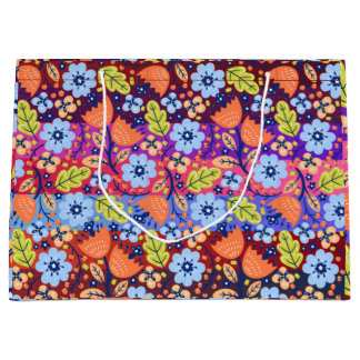 フローラかわいらしクリスマスパターンクリスマスツリーフェスティバル ラージペーパーバッグ