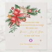 フローラかわいらしクリスマス赤い花の贈り企業の物 ワインラベル (シングルラベル)