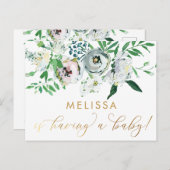 フローラかわいらしグーアッシュボホフラワーベビーシャワー ポストカード (正面/裏面)