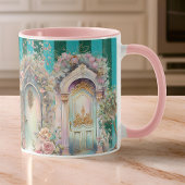 フローラかわいらしコテージドアウェイズオングリーンストライプ マグカップ