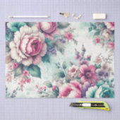 フローラかわいらしシャビーシック誕生日 薄葉紙 (クラフト)