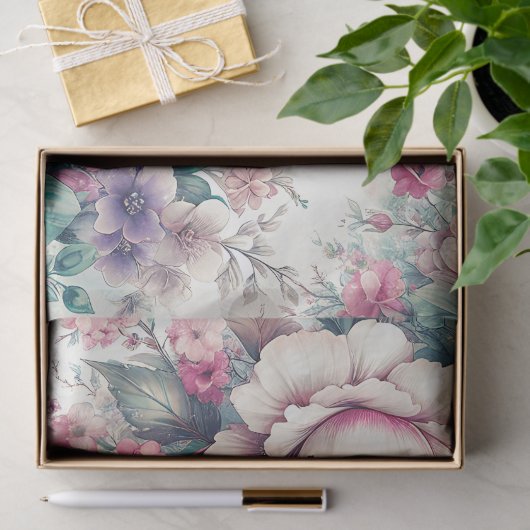 フローラかわいらしシャビーシック誕生日 薄葉紙 (ギフト)