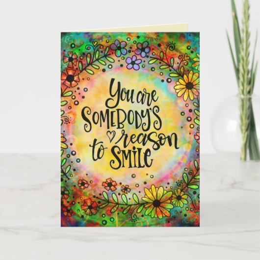 フローラかわいらしスマイル引用文 カード (正面)