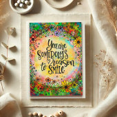 フローラかわいらしスマイル引用文 カード