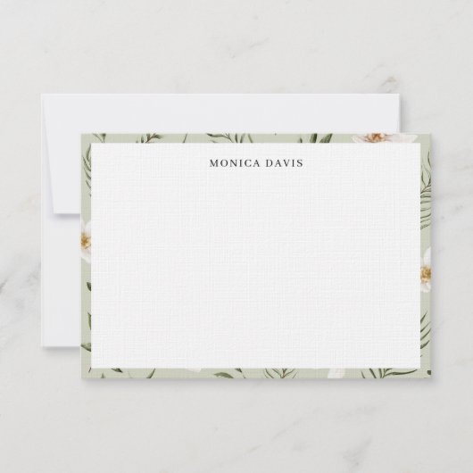 フローラかわいらしセージ緑の金ゴールド植物模様 サンキューカード (正面)