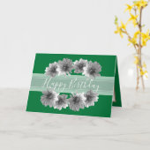 フローラかわいらしダリアエレガントフラワーグリーン誕生日 カード (黄色い花)