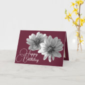 フローラかわいらしダリアエレガントフラワーレッド誕生日 カード (黄色い花)