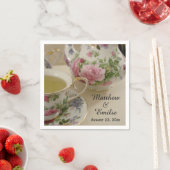 フローラかわいらしティーポットとティーカップナプキンス スタンダードカクテルナプキン (インサイチュ)