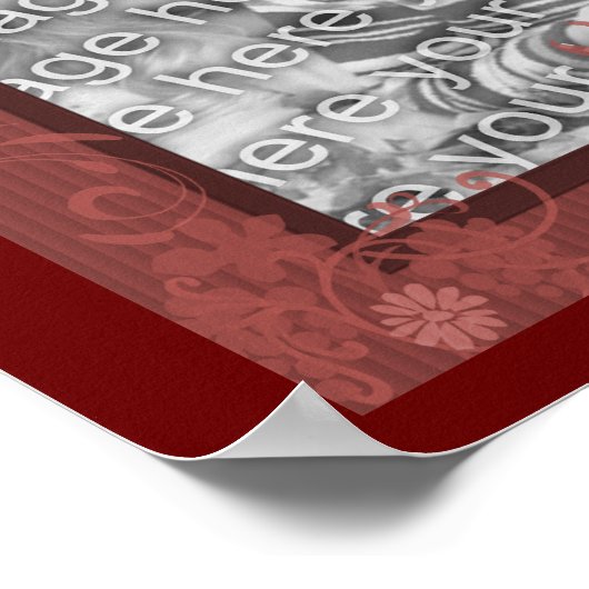 フローラかわいらしデザインフレーム独自の写真を作成 ポスター (角)