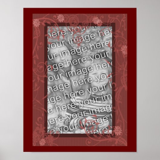 フローラかわいらしデザインフレーム独自の写真を作成 ポスター (正面)