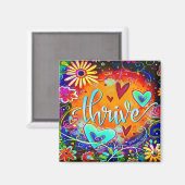 フローラかわいらしハートカラフルの鼓動 マグネット (正面/裏面)