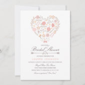 フローラかわいらしハートブライダルシャワー招待 招待状 (正面)