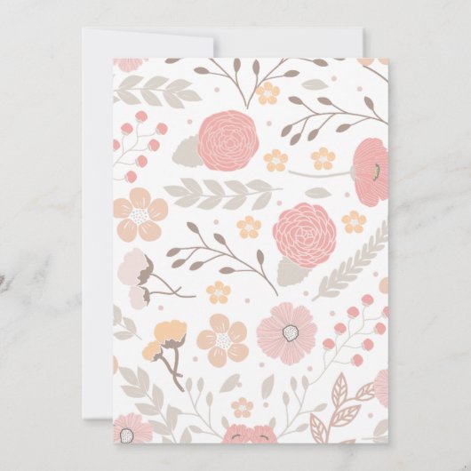 フローラかわいらしハートブライダルシャワー招待 招待状 (裏面)