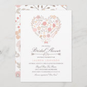 フローラかわいらしハートブライダルシャワー招待 招待状 (正面/裏面)