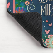 フローラかわいらしハートミラクルズピンクブルー マウスパッド (コーナー)