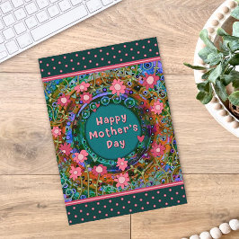 フローラかわいらしハートユニークハッピーマザーズデイ カード