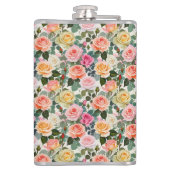 フローラかわいらしバラ植物花モノグラムの フラスク (裏面)