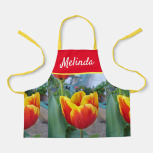 フローラかわいらしパステルチューリップピンクビー女性エプロン エプロン