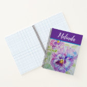 フローラかわいらしパステルパンシーパープルウォーターカラー ノートブック (内部)