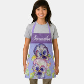 フローラかわいらしパステルパンシーパープルガールズアートエプロン エプロン (インサイチュ)