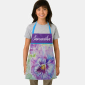 フローラかわいらしパステルパンシーパープルガールズエプロン エプロン (インサイチュ)